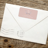 Étiquette Blush Pink Monogram Botanical Return Address