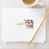 Étiquette Blush Pink Peony and Cotton Wedding Address (En situation)
