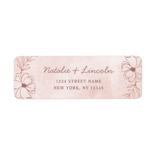 Étiquette Blush Pink & Rose Gold Foil Mariage Adresse de ret (Devant)