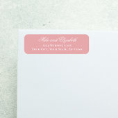 Étiquette Blush Pink Script Names Wedding Address Label