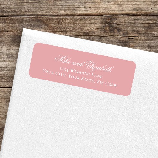 Étiquette Blush Pink Script Names Wedding Address Label