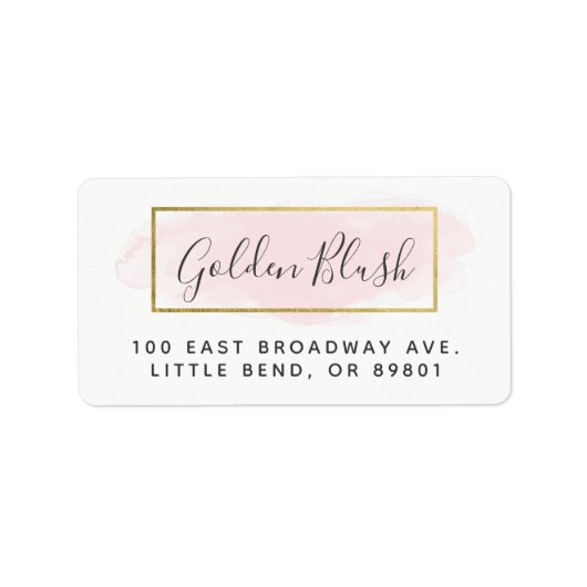 Étiquette Blush Pink Watercolor & Modern Gold Chic Address (Devant)