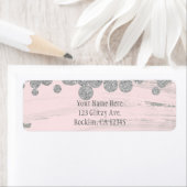 Étiquette Blush Rose Argent Et Gris Pailleté Points Paillett (En situation)
