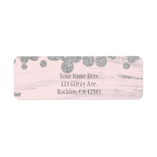 Étiquette Blush Rose Argent Et Gris Pailleté Points Paillett (Devant)