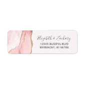 Étiquette Blush rose chic agate dorée Adresse de retour de m (Devant)
