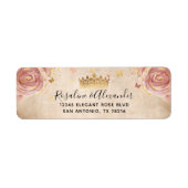 Étiquette Blush Rose et Gold Floral Adresse de retour (Devant)