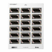 Étiquette Blush Rose Floral Élégant Noir Blanc Or (Feuille entière)