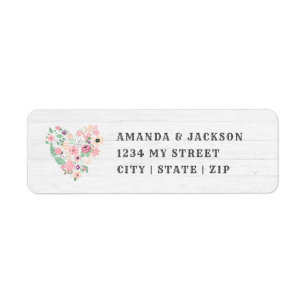 Étiquette Blush rose Floral Mariage Adresse de retour