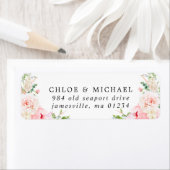 Étiquette Blush rose Floral Russe Mariage Adresse de retour (En situation)