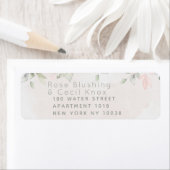 Étiquette Blush Rose Greenery Mariage Adresse de retour (En situation)