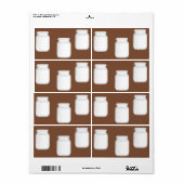 Étiquette Bocaux blancs sur marron (Feuille entière)