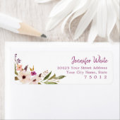 Étiquette Bohème Chic Purple Floral Adresse de retour Étique (En situation)