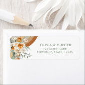 Étiquette Bohemian Modern Terracotta Mariage Adresse de reto (En situation)