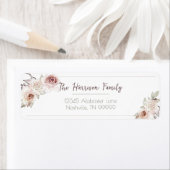 Étiquette Bohemian Rose Mariage Adresse de retour (En situation)