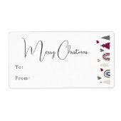 Étiquette Boho Arc en ciel et Coeurs Joyeux cadeau de Noël (Devant)