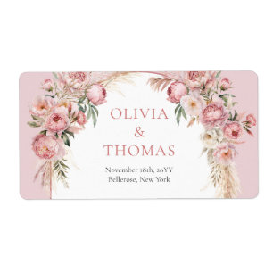 Étiquette Boho arch pelouse blush pampas herbe eucalyptus