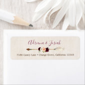 Étiquette Boho Arrow Peach & Burgundy Rusic Floral Adresse (En situation)