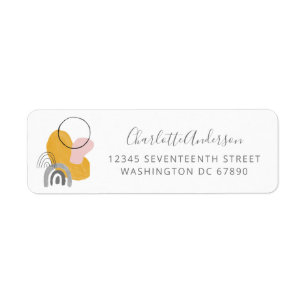 Étiquette Boho Art Abstrait Yellow and Grey Adresse de retou