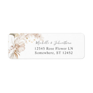 Étiquette Boho Beach Tropical Beige Floral Retour Adresse