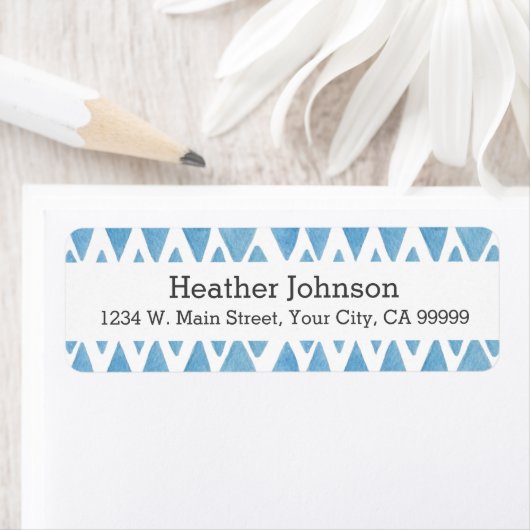 Étiquette Boho Blue Watercolor Motif géométrique (En situation)