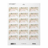 Étiquette Boho Blush or floral parties scintillant eucalyptu (Feuille entière)