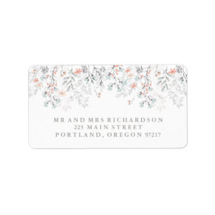 Étiquette Boho Botanique Rustique Mariage en Coral et Grey