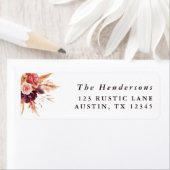 Étiquette Boho Burgundy Terracotta Floral Adresse de retour (En situation)