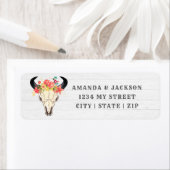 Étiquette Boho Chic Cow Crâne Floral Mariage Adresse de reto (En situation)