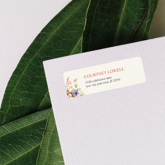 ÉTIQUETTE BOHO CHIC FLOWER DRAGONFLY GARDEN