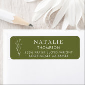 Étiquette Boho Chic Olive Green Adresse de retour (En situation)