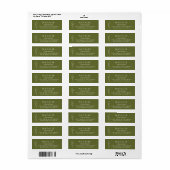 Étiquette Boho Chic Olive Green Adresse de retour (Feuille entière)