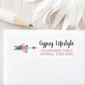 Étiquette Boho Chic Rustic Feather Arrow Rose Adresse de ret (En situation)
