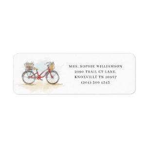 Étiquette Boho Chic Watercolor Classic Bike Adresse de retou