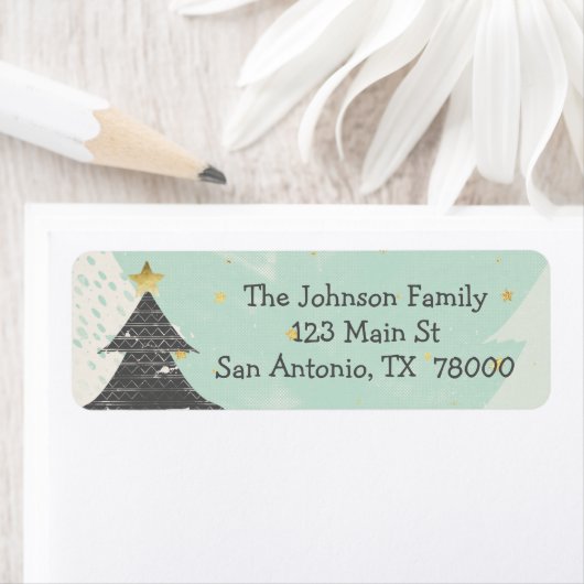Étiquette Boho Christmas Retour Adresse (En situation)