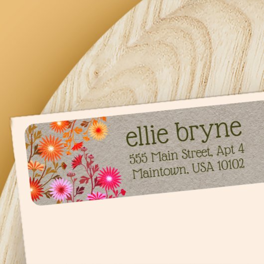 Étiquette Boho Country Floral Kraft