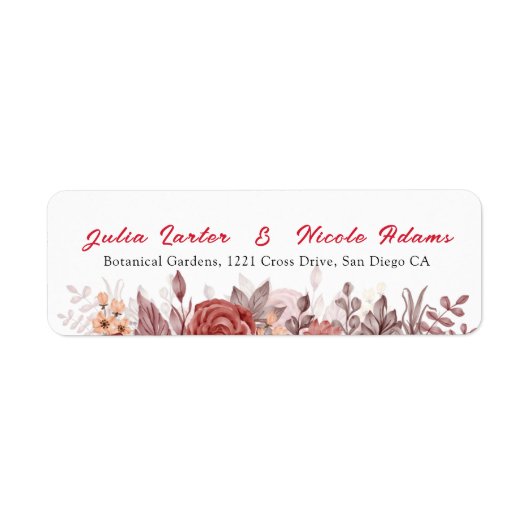 Étiquette Boho de Bourgogne Rose Floral Pampas Mariage (Devant)