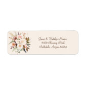 Étiquette Boho Design Rose Fleurs Mariage Adresse de retour (Devant)