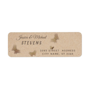 Étiquette Boho élégant papillons chic en carton vintage