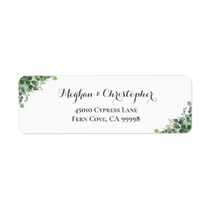 Étiquette Boho Eucalyptus Leaf Mariage Adresse de retour Lab
