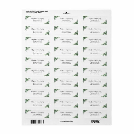 Étiquette Boho Eucalyptus Leaf Mariage Adresse de retour Lab (Feuille entière)