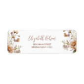 Étiquette Boho Fall Floral Baby shower Adresse de retour (Devant)