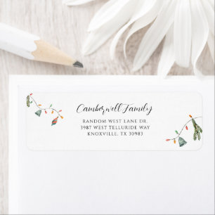 Étiquette Boho Family Christmas Botanical Return Adresse
