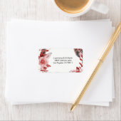 Étiquette Boho Feather Bourgogne Rose Wreath Adresse (En situation)