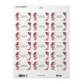 Étiquette Boho Feather Bourgogne Rose Wreath Adresse (Feuille entière)