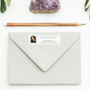 Étiquette Boho Feather Frame Photo Graduation Adresse