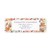Étiquette Boho Fleur de Fleur Navale Bleu Blanc Mariage (Devant)