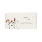 Étiquette Boho Fleur de Wildflower Beige Réponse au Mariage  (Devant)