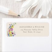 Étiquette Boho Fleur sauvage Beige Mariage Adresse de retour (En situation)