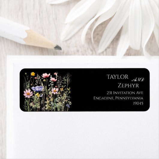 Étiquette Boho Fleur sauvage Beige Wedding RSVP Return Adres (En situation)