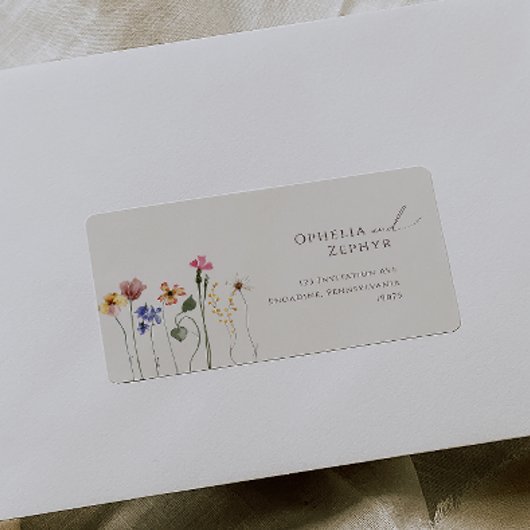 Étiquette Boho Fleur sauvage Beige Wedding RSVP Return Adres